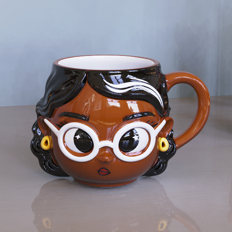 Nerd Chic Brown Ceramic Mug with Glasses