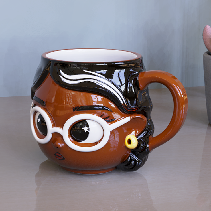 Nerd Chic Brown Ceramic Mug with Glasses
