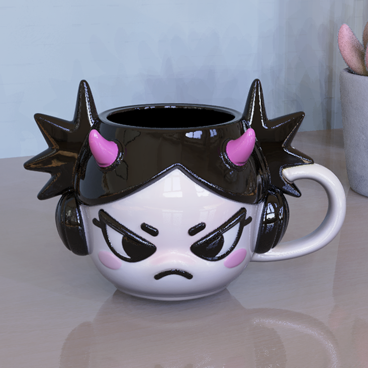 Dark Beat Punk Girl Ceramic Mug with Headphones