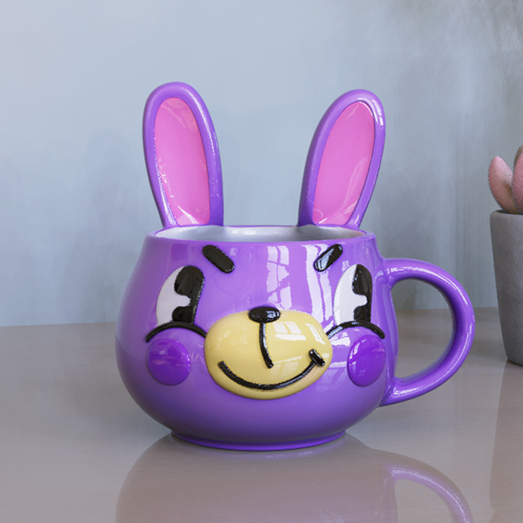 Bunny Groove Purple Rabbit Ceramic Mug